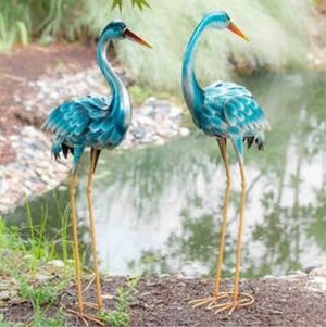 35" Blue Heron Statue Pair brand new